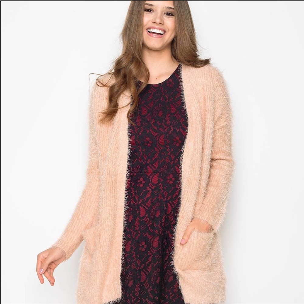 MINKPINK ribbed fuzzy cardigan